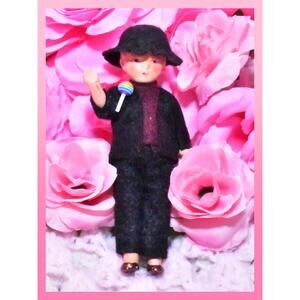 4” Hertwig German Miniature Doll Painted Bisque Antique Ethnic Boy Felt Alsatian